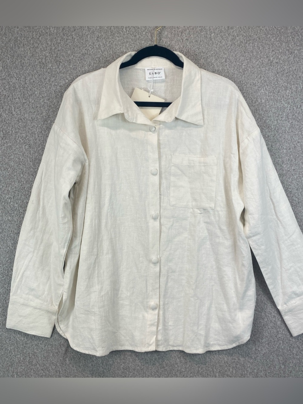SABO Australian Mili Button Up Shirt Women’s Oversized S Cream FLAW